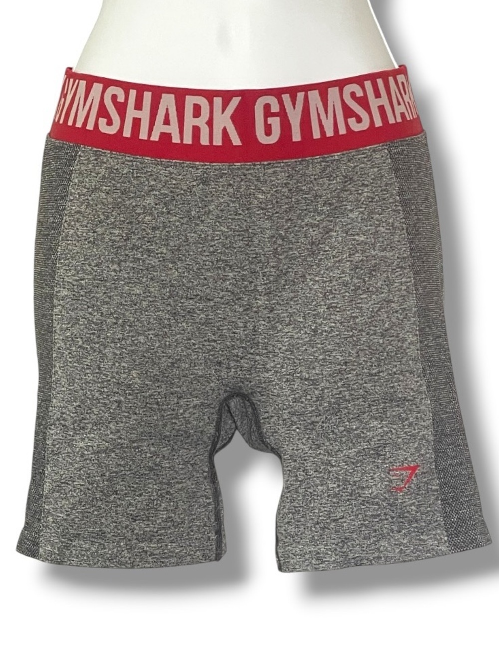 Gymshark Gray Contour Biker Shorts Red Logo Waistband High Rise Shapewear - Picture 7 of 8